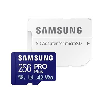 Samsung PRO Plus 256GB (2023) microSDXC + SD Adapter Micro SD-kaart Blauw - thumbnail