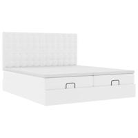 Ottoman bed met matrassen 180x200cm kunstleer zuiver wit - thumbnail