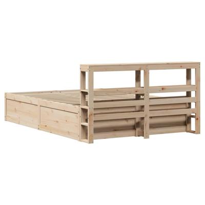 Bedframe met hoofdbord massief grenenhout 140x190 cm - thumbnail