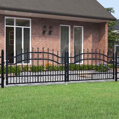 VidaXL Poort met spijlpunten 305x120 cm gepoedercoat staal zwart