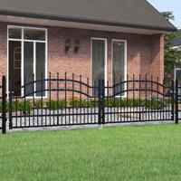 VidaXL Poort met spijlpunten 305x120 cm gepoedercoat staal zwart - thumbnail