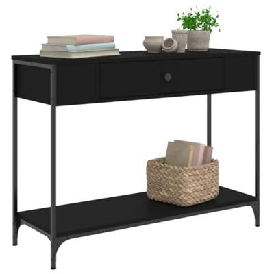 Wandtafel 100x34,5x75 cm bewerkt hout zwart Wandtafel 100x34,5x75 cm bewerkt hout zwart