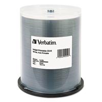 Verbatim CD-R 80MIN 700MB 52X White Inkjet Printable, Hub Printable 100pk Spindle CD-R 700MB 100 stuks - thumbnail