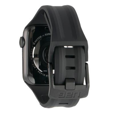 Urban Armor Gear Scout Armband voor Apple Watch 42 mm / 44 mm [Watch SE, Series 6/Series 5/Series 4/Series 3/Series 2/Series 1, zachte siliconen reserveband, roestvrijstalen sluiting] zwart