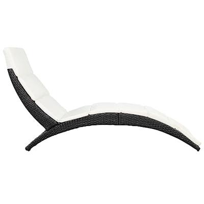 VidaXL Ligbed inklapbaar met kussen poly rattan zwart