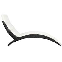 Ligbed met kussen inklapbaar poly rattan zwart - thumbnail