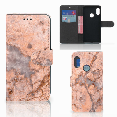 Xiaomi Mi A2 Lite Bookcase Marmer Oranje Xiaomi Mi A2 Lite Bookcase Marmer Oranje