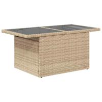 9-delige Loungeset met kussens poly rattan beige - thumbnail