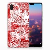 Silicone Back Case Huawei P20 Angel Skull Rood - thumbnail
