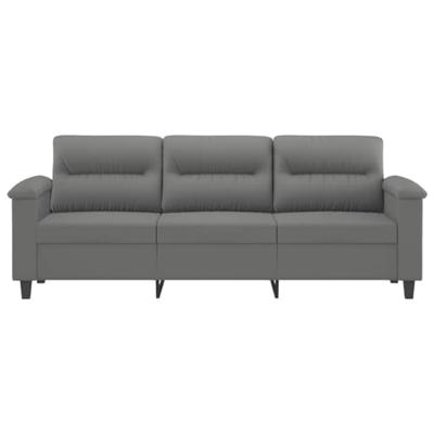 Driezitsbank 180 cm microvezelstof donkergrijs