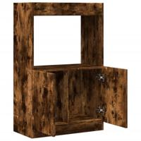 Hoge kast 63x33x100 cm bewerkt hout gerookt eikenkleurig - thumbnail