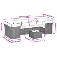 8-delige Loungeset met kussens poly rattan zwart - thumbnail