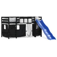 Kinderhoogslaper met gordijnen 80x200 cm massief grenenhout - thumbnail