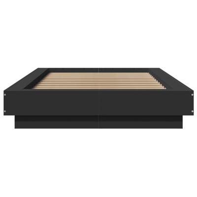 Bedframe met LED-verlichting bewerkt hout zwart 90x190 cm