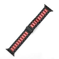 Stalen schakelband - Zwart met rood - Geschikt voor Apple watch 38mm / 40mm / 41mm / 42mm - thumbnail