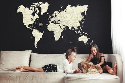 Wereld kaart in hout XXL
