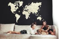 Wereld kaart in hout XXL - thumbnail