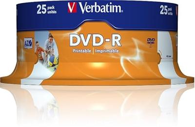 Verbatim DVD-R AZO 4,7 GB - 16x brandsnelheid, bedrukbaar, 25 Pack Spindle