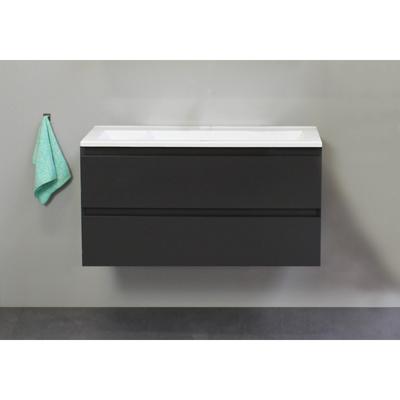 On-Line Onderkast - 100 cm - Voorgemonteerd - Acryl Wastafel - zonder Kraangat - Mat Antraciet