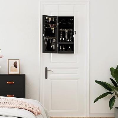 Sieradenkast met spiegel wandgemonteerd 30x8,5x67 cm zwart