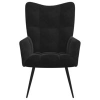 Relaxstoel met voetenbank fluweel zwart - thumbnail