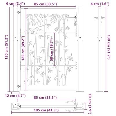 Tuinpoort, Tuinpoort 105x75 cm Cortenstaal Bamboe Ontwerp Zwart