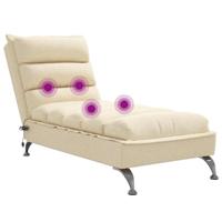Massage chaise longue met kussens stof crèmekleurig - thumbnail