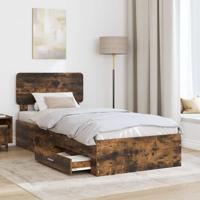Bedframe met hoofdeinde Gerookt eiken 90 x 190 cm Bewerkt hout - thumbnail
