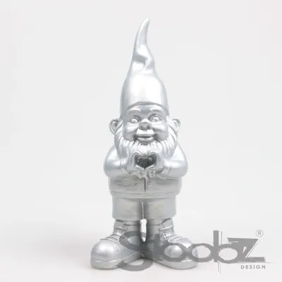 Kabouter hart 10x13x29.5cm zilver