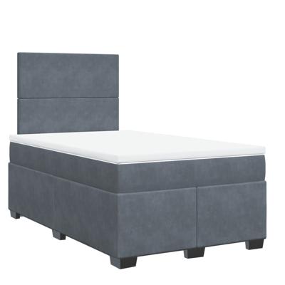 Boxspring met matras fluweel donkergrijs 120x190 cm