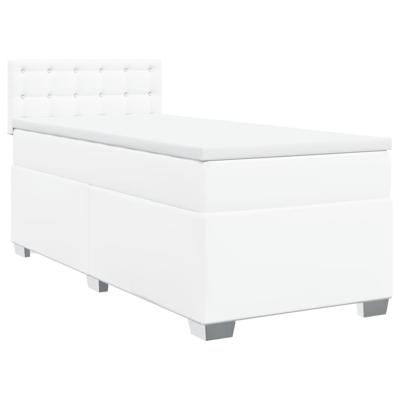 Boxspring met matras kunstleer wit 100x200 cm - thumbnail