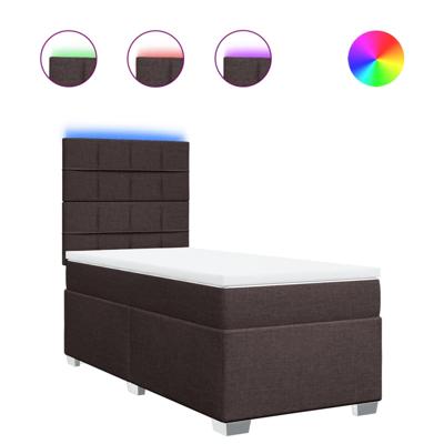 Boxspring met matras stof donkerbruin 140x200 cm - thumbnail