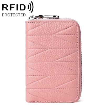 KB191 rits koeienhuid lederen orgel vorm meerdere kaartsleuven anti-magnetische RFID portemonnee Clutch tas voor dames (roze) KB191 rits koeienhuid lederen orgel vorm meerdere kaartsleuven anti-magnetische RFID portemonnee Clutch tas voor dames (roze)