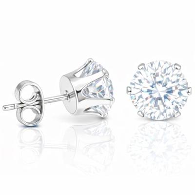 LGT Jewels Stud oorbellen Edelstaal Zilverkleurig Ronde Zirkonia Transparant-8mm