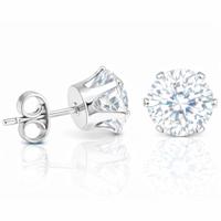 LGT Jewels Stud oorbellen Edelstaal Zilverkleurig Ronde Zirkonia Transparant-8mm - thumbnail