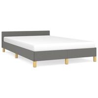 Bedframe met hoofdbord stof donkergrijs 120x190 cm - thumbnail