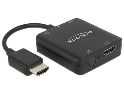 Delock 62784 HDMI / USB-micro-B Adapter [1x HDMI-stekker - 1x HDMI-bus, Micro-USB-bus] Zwart