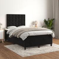 Boxspring met matras fluweel zwart 120x200 cm - thumbnail