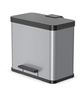 Hailo öko duo plus L 6302200 Afvalbak 26 l Plaatstaal (l x b x h) 470 x 470 x 430 mm Lichtgrijs Met voetpedaal 1 stuk(s)