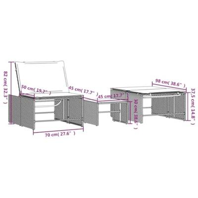 Ligbedden 2 st met tafel poly rattan grijs