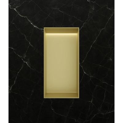 Hotbath &More Inbouwnis - 30 x 15 x 10 cm - Frameless - met LED-verlichting - Geborsteld Messing PVD