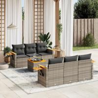 7-delige Loungeset met kussens poly rattan grijs - thumbnail