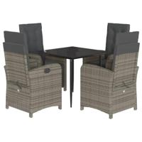 5-delige Tuinset met kussens poly rattan grijs - thumbnail