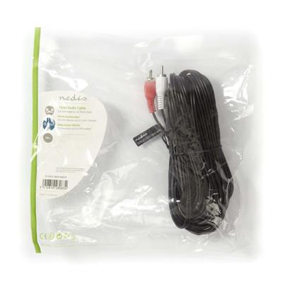 Stereo-Audiokabel | 3,5 mm Male - 2x RCA Male | 10 m | Zwart