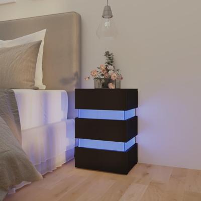 326846 Nachtkastje LED 45x35x67 cm bewerkt hout zwart