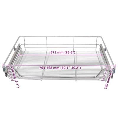 VidaXL Draadmanden uittrekbaar 2 st 800 mm zilverkleurig