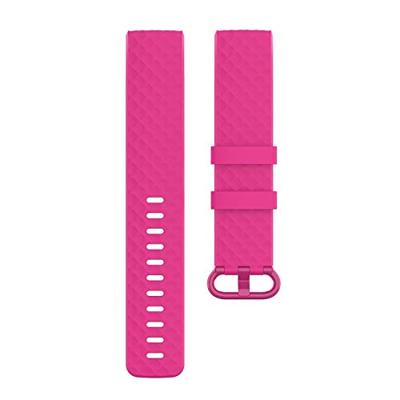 Fitbit Charge 3 & 4 siliconen diamant pattern bandje - Maat: Large - Roze