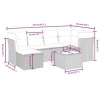 6-delige Loungeset met kussens poly rattan grijs - thumbnail