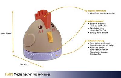 TFA Dostmann HAHN Timer Bruin Analoog - thumbnail