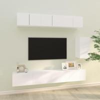 6-delige Tv-meubelset bewerkt hout wit - thumbnail